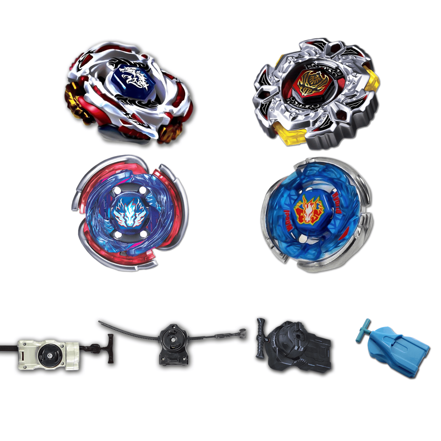 Beyblade 4 Pack Storm Pegasus 105Rf Bb-28, Meteo L-Drago Lw105Lf Bb-88, Variares D:D Bb-114, Big Bang Pegasus (Cosmic Pegasus) F:D Bb-105 +1 Free Launcher