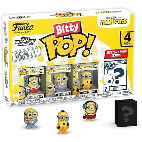 Funko Bitty Pop! Minions And A Surprise Mystery Mini Figure - 0.9 Inch (2.2 Cm) - Despicable Me: Minions Collectable - Stackable Display Shelf Included - Gift Idea - Party Bags Stocking