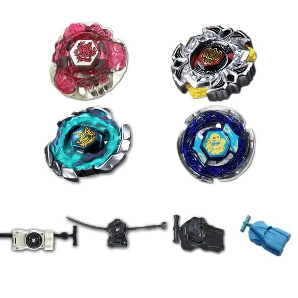 Beyblade 4 Pack Variares D:D Bb-114, Gravity Perseus Red Bd145Xf Bb-106, Storm Aquario 100Hf/S Bb-37, Blitz Unicorno Striker 100Rsf Bb-117 +1 Free Launcher