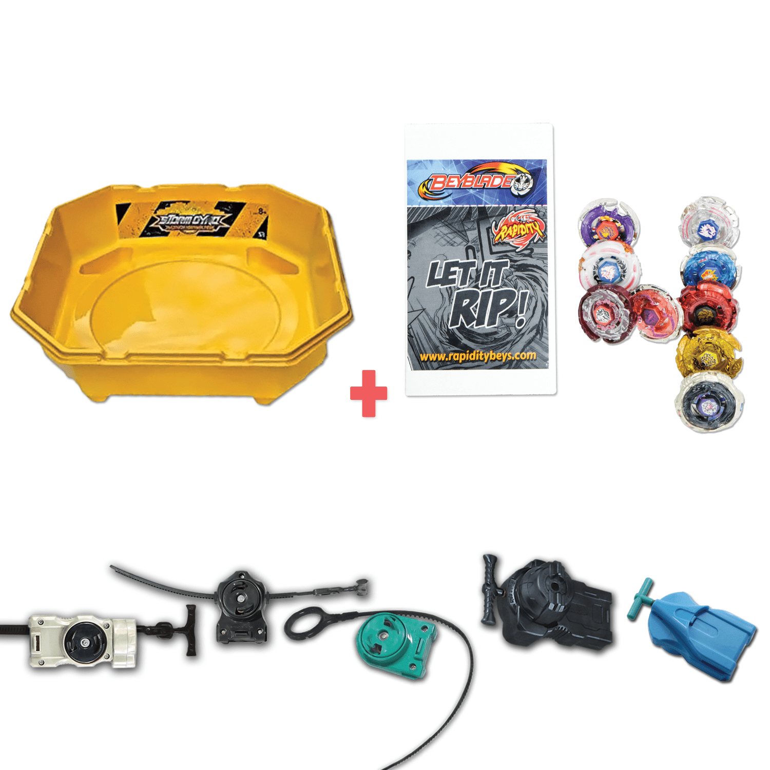 Exclusive Beyblade Battle Ready Starter Pack W/ Stadium, Beyblade Combo 4 Pack, 2 Random Launchers