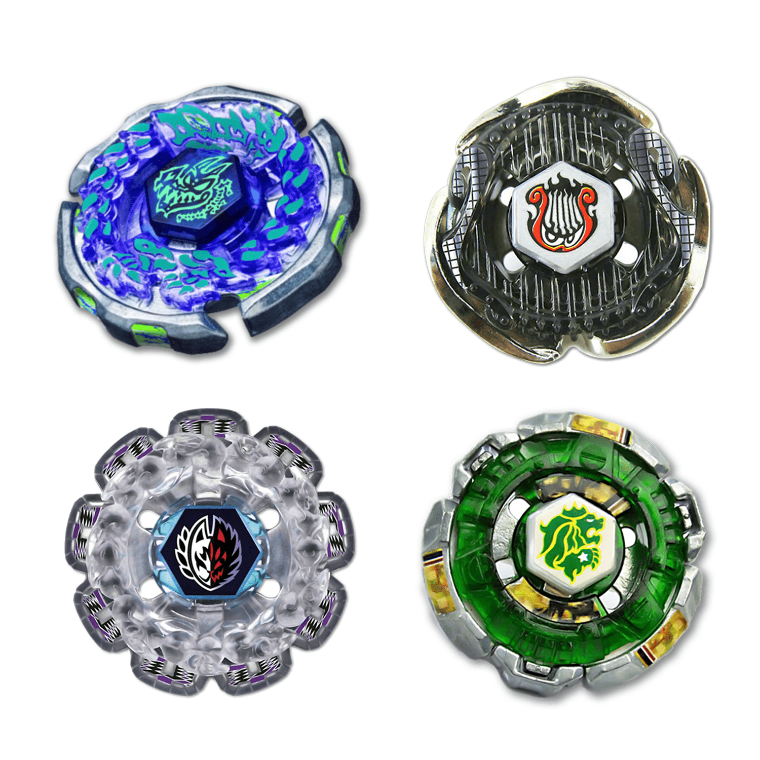 Beyblade Combo Spiral Lyre (Screw Lyra) - Ray Gil - Divine Fox - Counter Leone 4 Pack