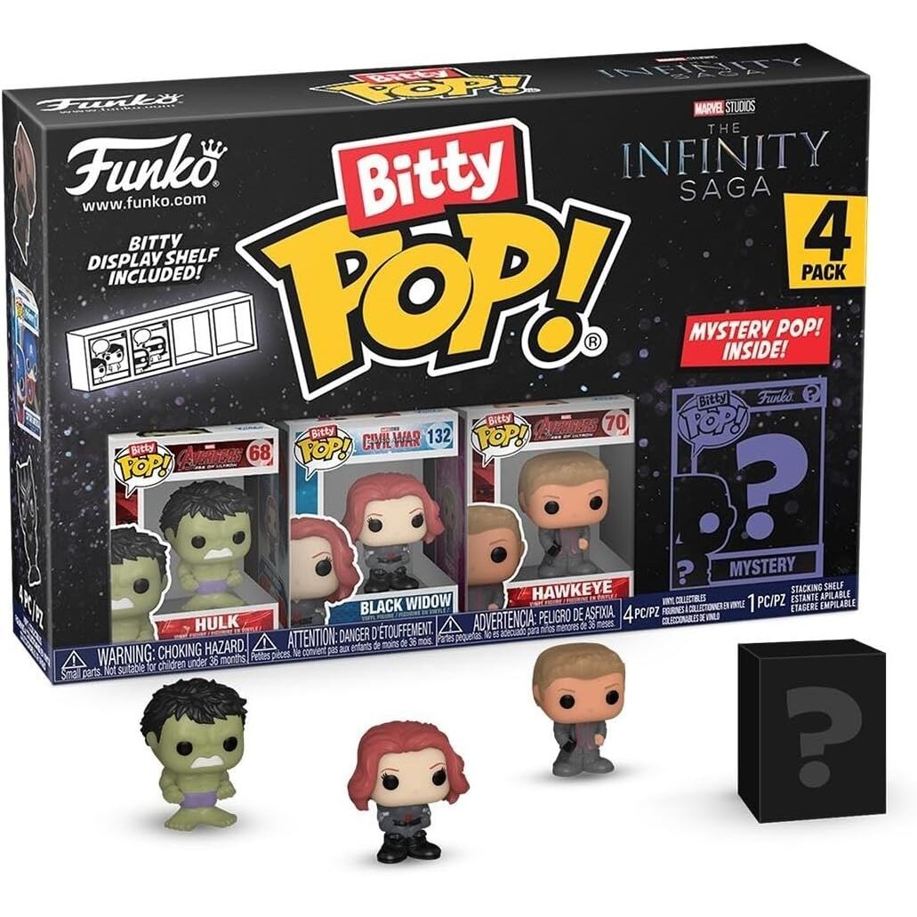 Funko Bitty Pop! Marvel - Hulk And A Surprise Mystery Mini Figure - 0.9 Inch (2.2 Cm) - Marvel Comics Collectable - Stackable Display Shelf Included - Gift Idea - Party Bags Stocking