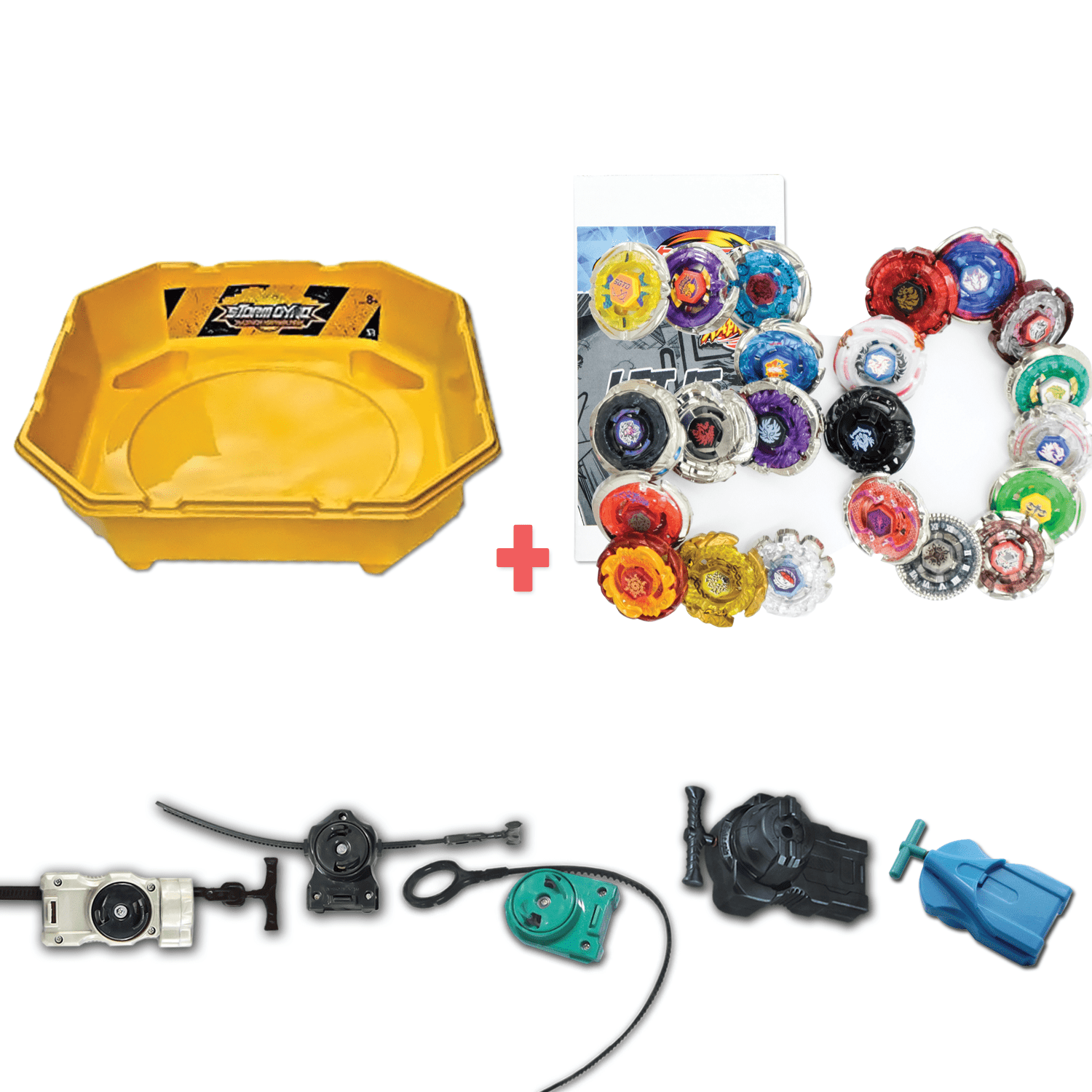Exclusive Beyblade Battle Ready Starter Pack W/ Stadium, Beyblade Combo 20 Pack, 2 Random Launchers