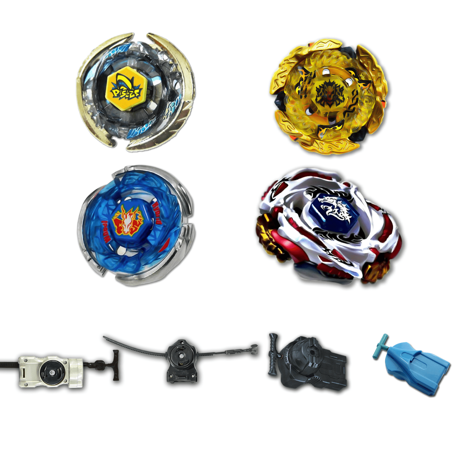 Beyblade 4 Pack Storm Pegasus 105Rf Bb-28, Thermal Pisces T125Es Bb-57, Meteo L-Drago Lw105Lf Bb-88, Hell Kerbecs Hades Bd145Ds Bb-99 +1 Free Launcher